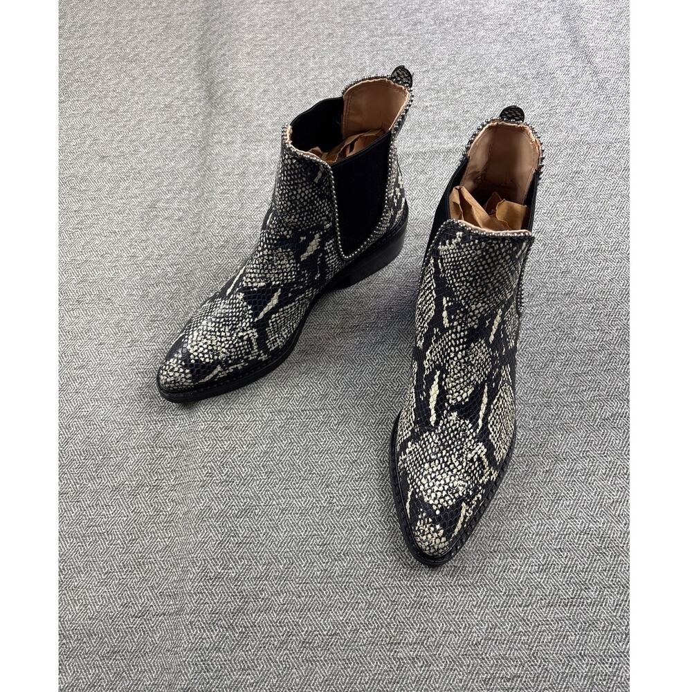 Coach Booties Sz 6.5B Bowery Studded Pointed-Toe Shoe Python Upper Y2K Style